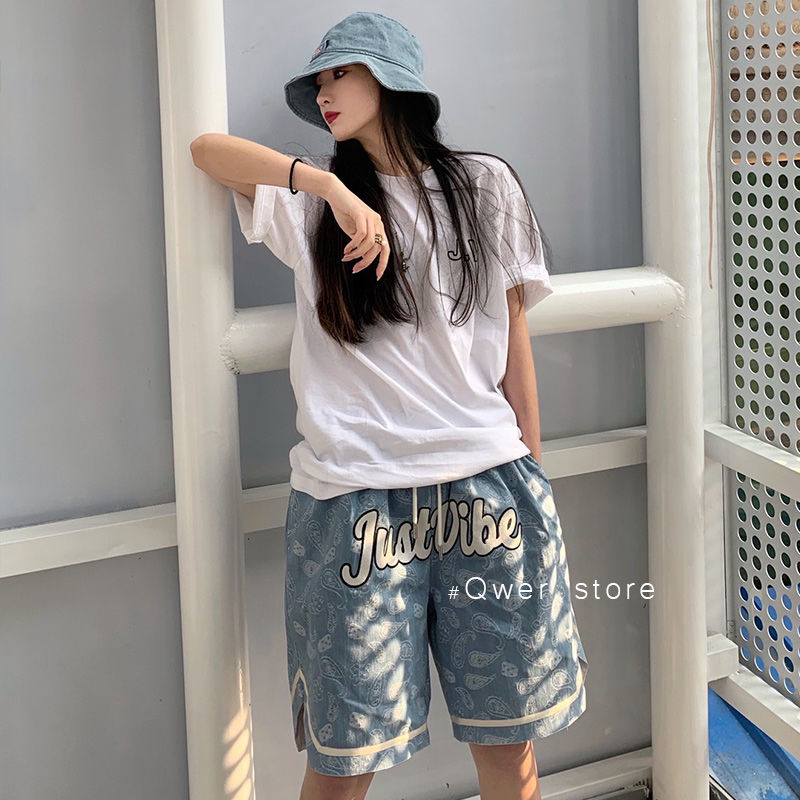 Trend pant 2021 new summer cashew flower print couple casual loose shorts for men and women