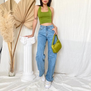 Áo croptop cột cổ thun