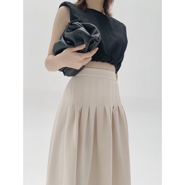 Chân váy dài xếp li cạp cao (Be)_MONOTALK B10004TK | BigBuy360 - bigbuy360.vn