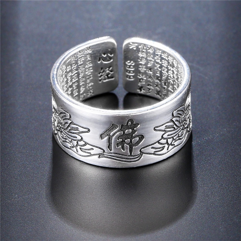 Nhẫn Đeo Tay Kim Loại Khắc Chữ Phong Cách Retro