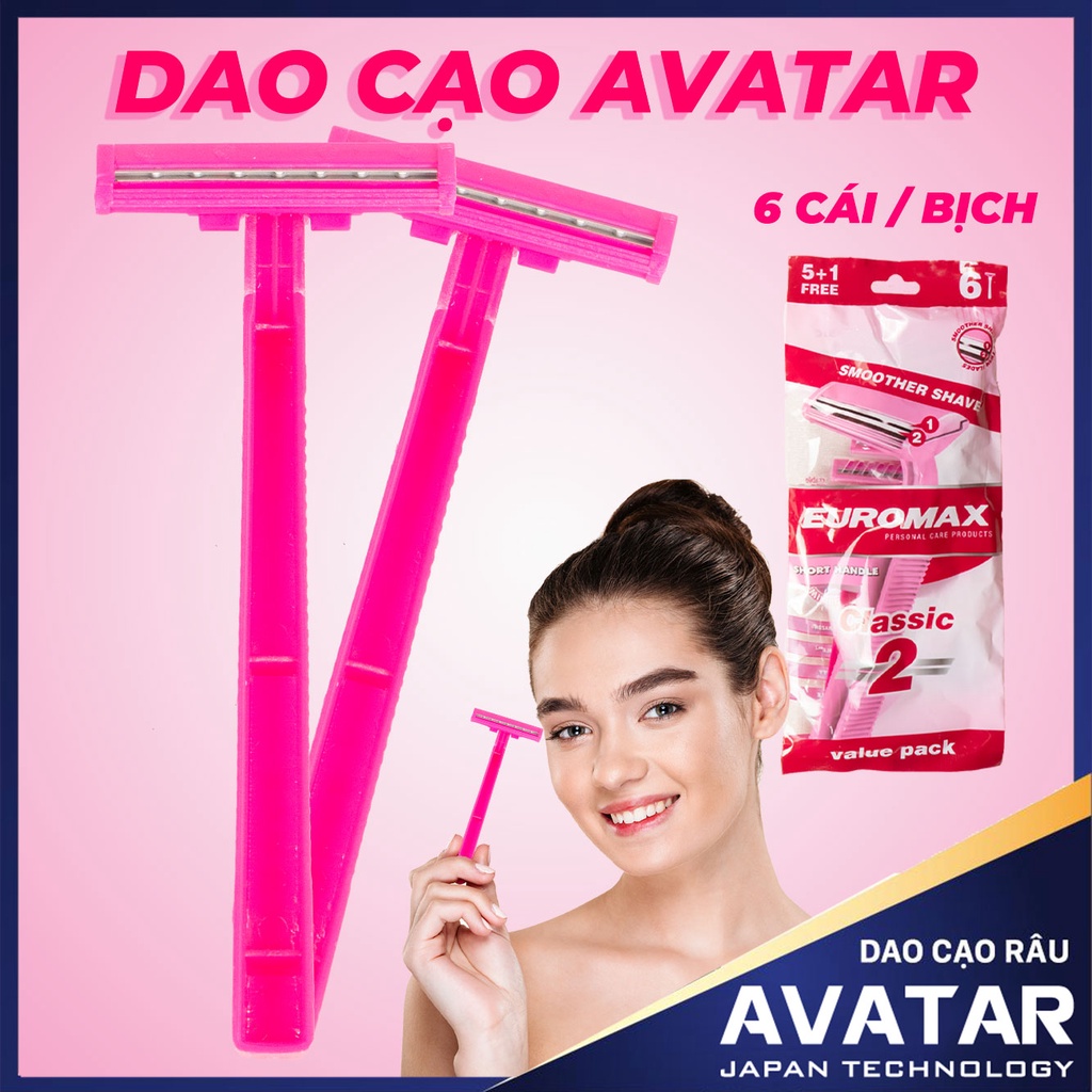 Set 18 Dạo Cao LiYu Euromax Hai Lưỡi Dùng Một Lần Super Thin Cho Nữ (Bịch Hồng)