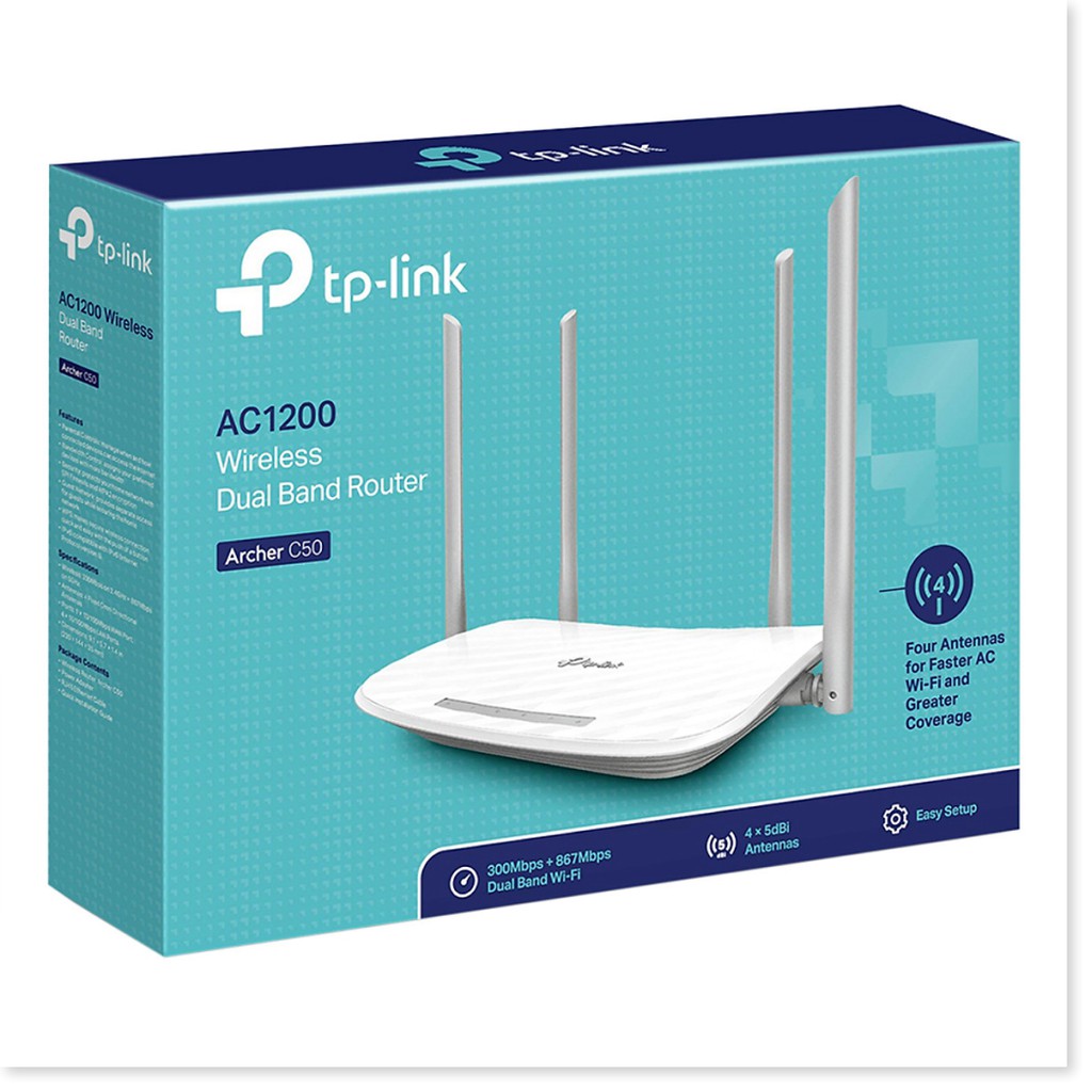 Router Wifi Băng Tần Kép AC1200 TP-Link Archer C50 - Hàng Chính Hãng