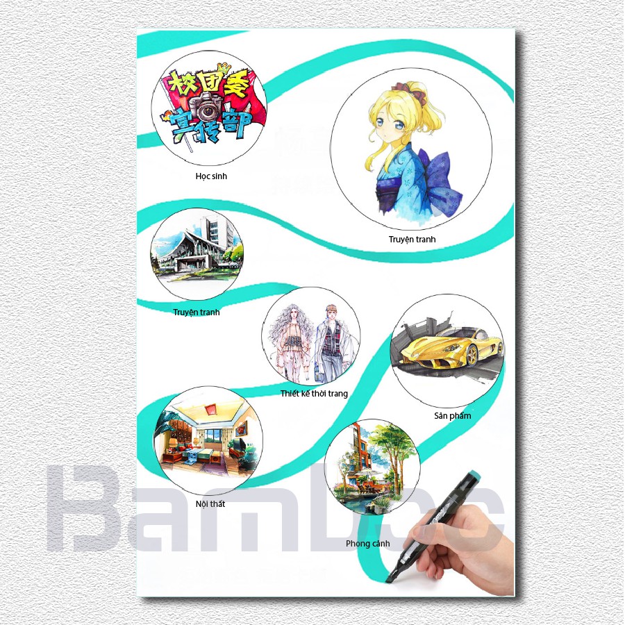 Bút marker touch mark 30/40/60/80 MÀU CÓ TÚI VẢI + KHAY NHỰA ĐỰNG BÚT