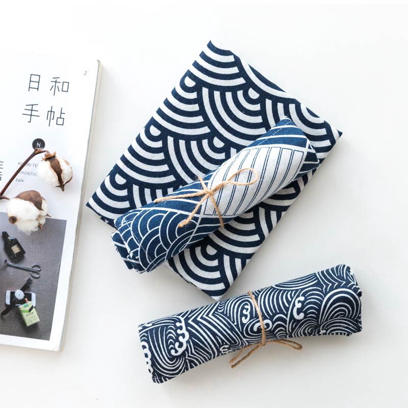 Khăn trải bàn vải lanh cotton họa tiết gợn sóng độc đáo
