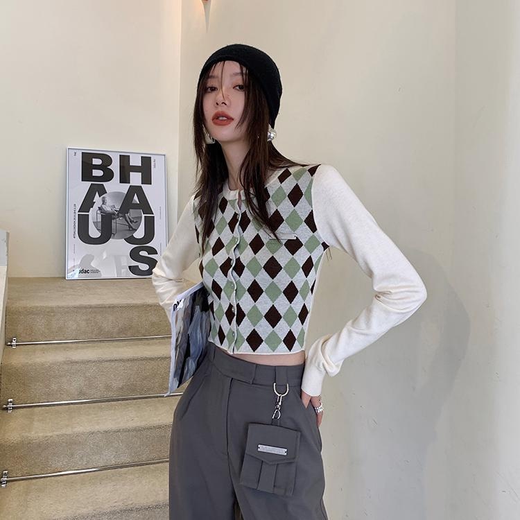 【ZHELIHANGFEI】Áo Cardigan Dệt Kim Tay Dài Eo Cao Đính Đá Trẻ Trung Quyến Rũ Dành Cho Nữ