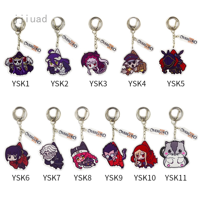 Móc Khóa Nhựa Acrylic Hình Jjiuad OVERLORD Hoạt Hình Hai Chiều