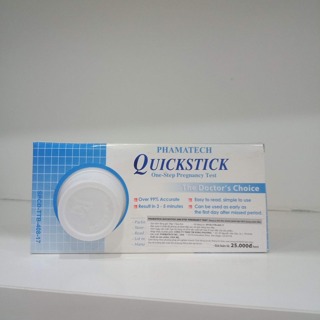 [CHÍNH HÃNG] Que thử thai Mỹ QUICKSTICK, Thương hiệu Việt Nam, sản xuất tại Hoa Kỳ, Đảm bảo chất lượng, thử nước tiểu