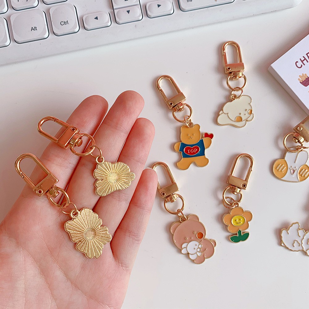 Móc Khóa Keychain, Cài Airpods Kim Loại Mạ Enamel Thỏ Cam Hoạt Hình