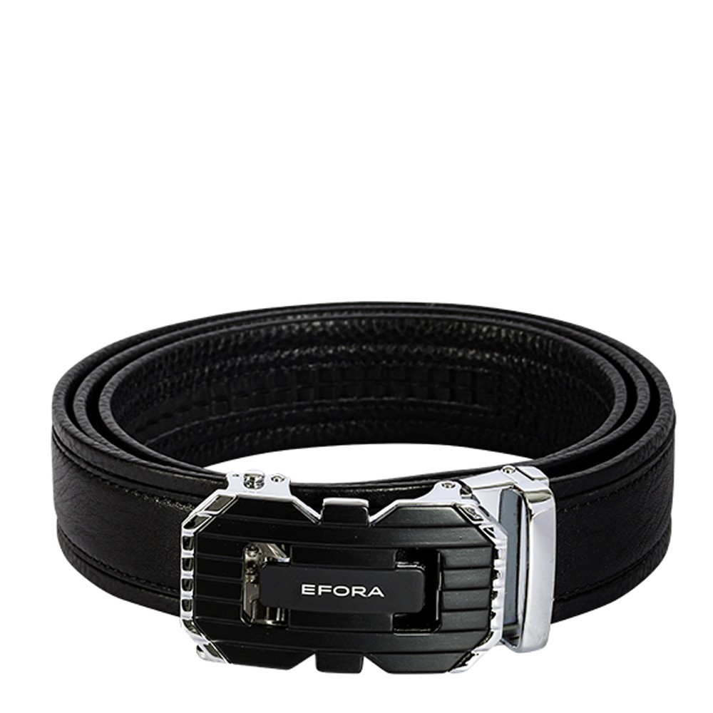 Thắt lưng nam da thật, mặt đặc, khóa cài tự động, màu đen Efora Leather Belt 3584-5-BL