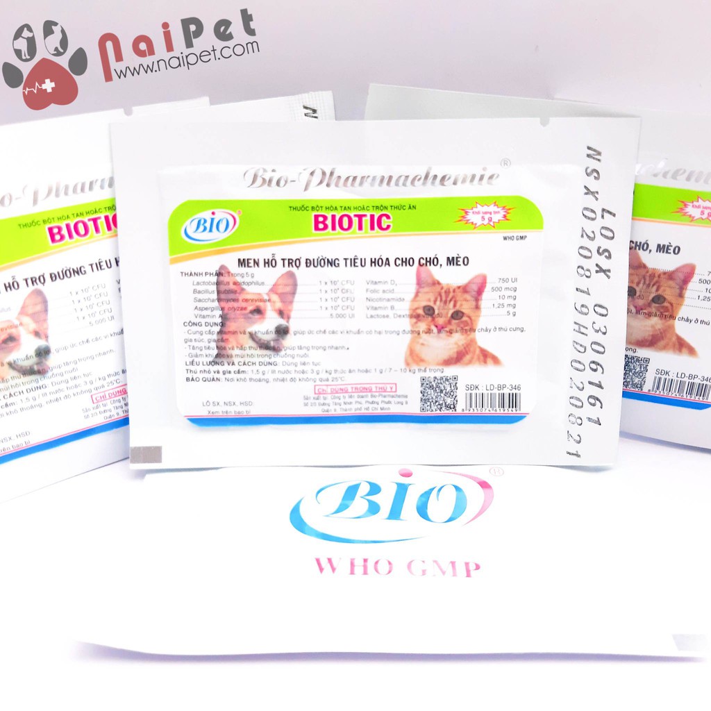 Men Hỗ Trợ Đường Tiêu Hóa Cho Chó Mèo Biotic Bio Gói 5g