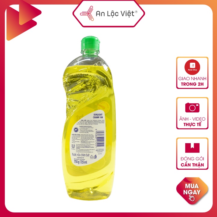 Nước rửa chén Sunlight chai 725ml - can 3.6kg - hương chanh