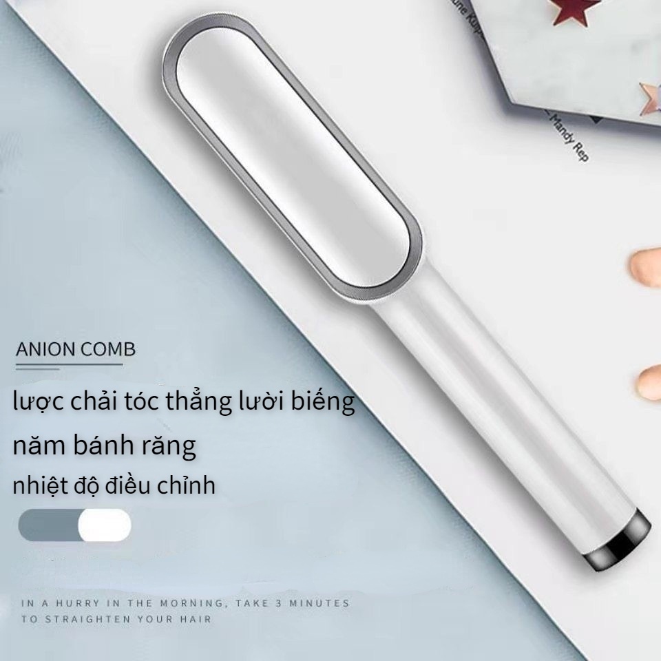 Hàng Hot Lược Điện Chải Thẳng Tóc Tự Động Chống Bỏng Có Thể Điều Chỉnh Phích Cắm EU