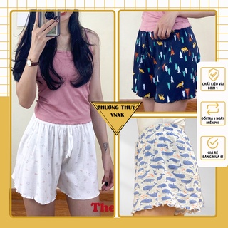 Quần sooc nữ 4Tfashion - Quần đùi nữ cạp chun chất cotton nhiều hình siêu xinh
