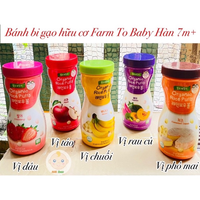 Bánh bi gạo hữu cơ Farm To Baby Hàn 50g cho bé 7m+