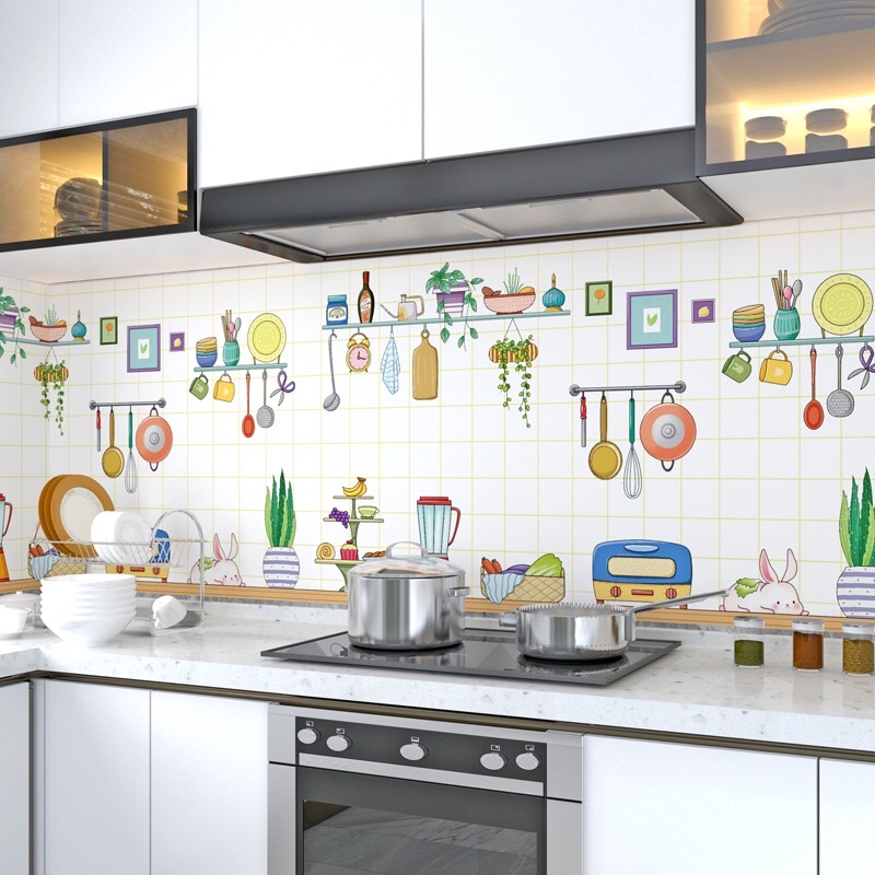 Decal Giấy Dán Bếp Tráng Nhôm Nhiều Mẫu Khổ Rộng 60cm Có Sẵn Keo Dán Chắc Chắn