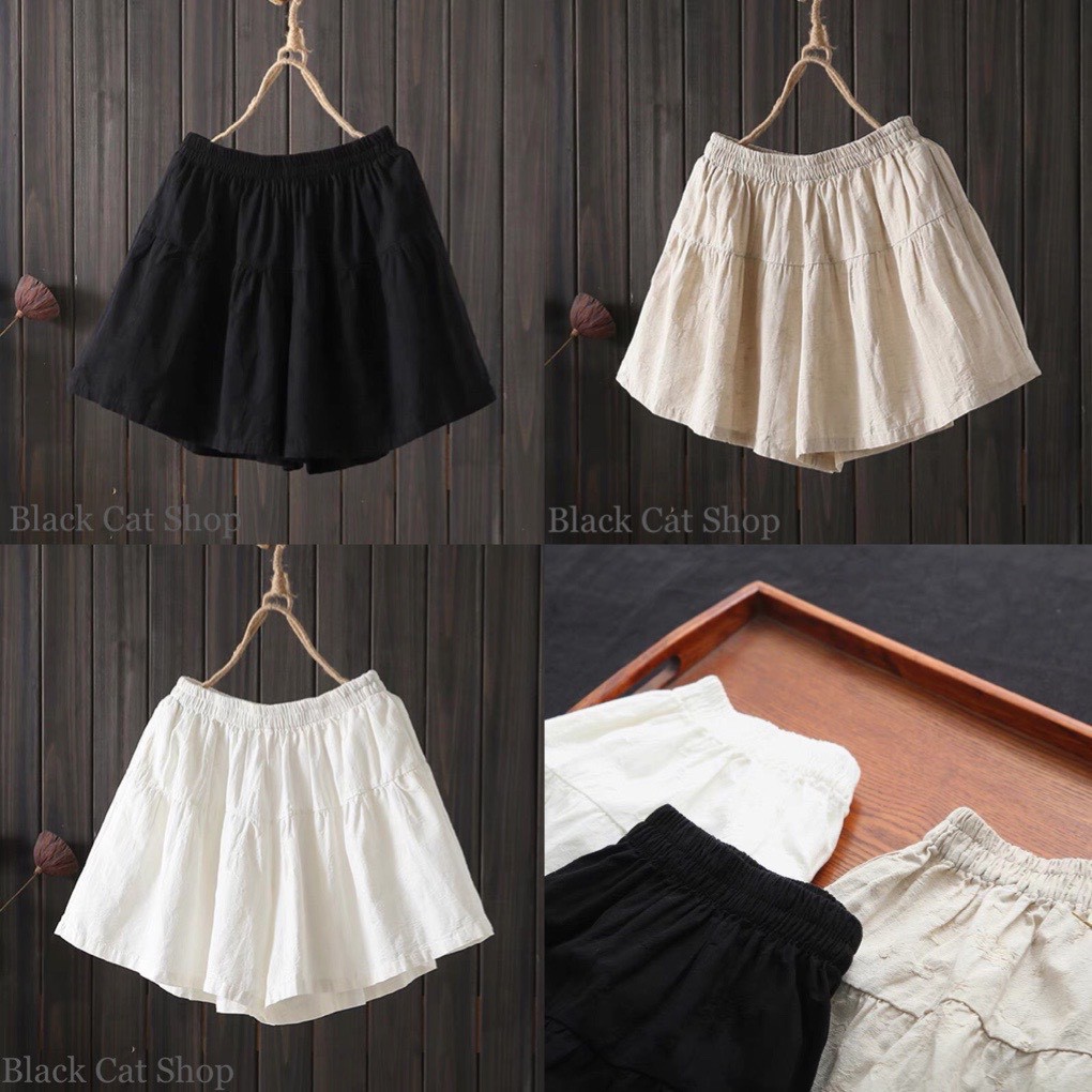 quần nữ đùi giả váy chất đũi 3 màu xinh xắn | BigBuy360 - bigbuy360.vn