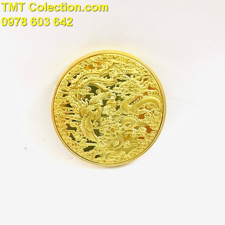 Xu Long Phụng Vàng; Màu vàng; đường kính của mỗi đồng xu là 4cm - SP000374