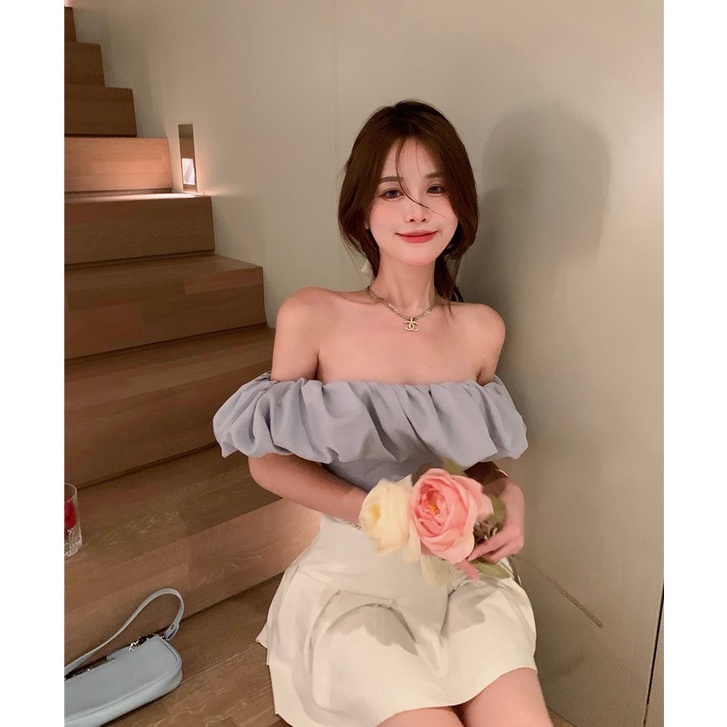 Áo sơ mi trễ vai Emilyshop ulzzang