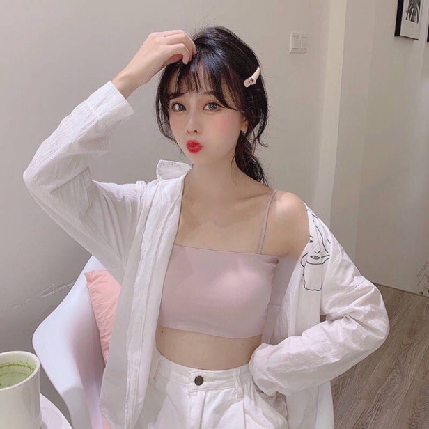 Áo Bra Nữ Quây 2 Dây Su Trơn Đệm Mỏng Dáng Ôm Bao Mát Mịn Freesize &lt;55kg