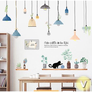 Decal dán tường Đèn mèo con