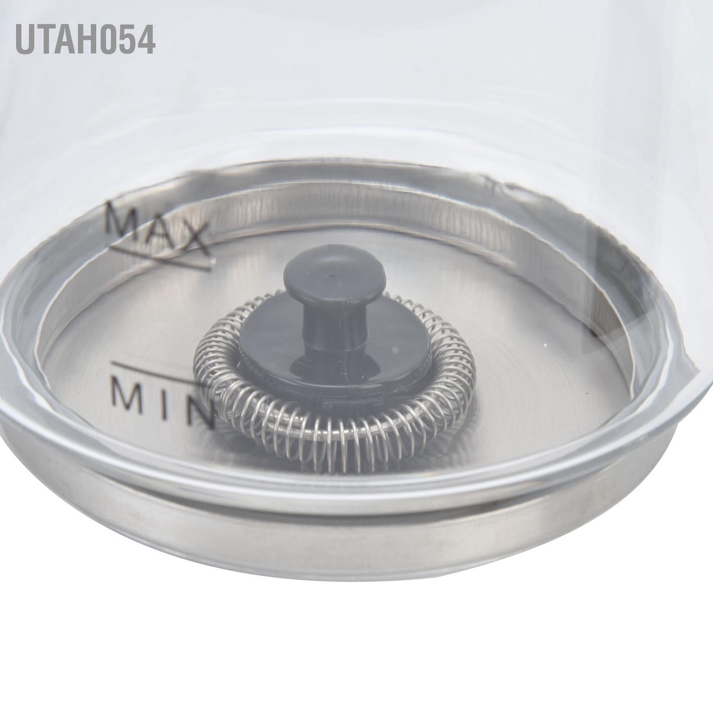 Utah054 Máy làm lạnh sữa bằng thủy tinh có thể nóng tạo bọt và điện tự động tháo rời cho cà phê Latte EU 220V Đen