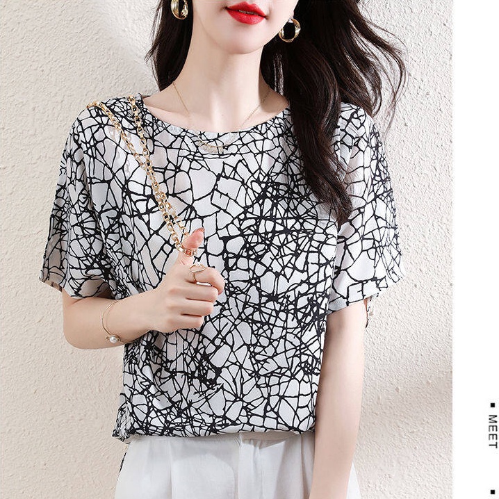 Áo Thun Tay Ngắn Cổ Tròn Dáng Rộng Thời Trang Mùa Hè Phong Cách Hàn Quốc Cho Nữ Plus Size