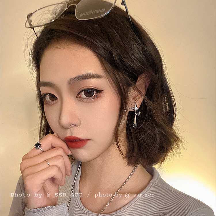 Bông Tai Ngôi Sao Đính Đá Lấp Lánh Phong Cách hip hop Hàn Quốc Cho Nam Và Nữ