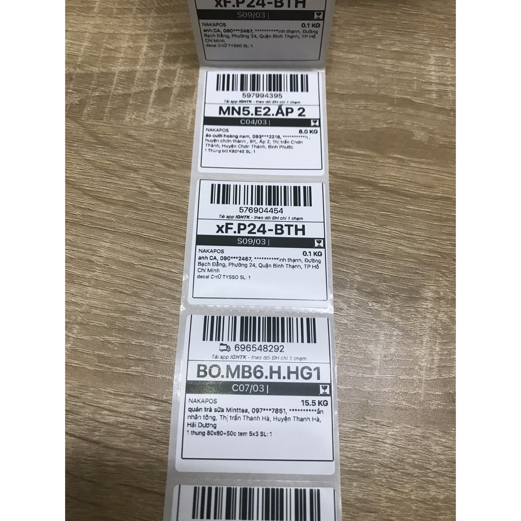 Giấy in tem nhiệt 50x50 mm  - Cuộn 25m