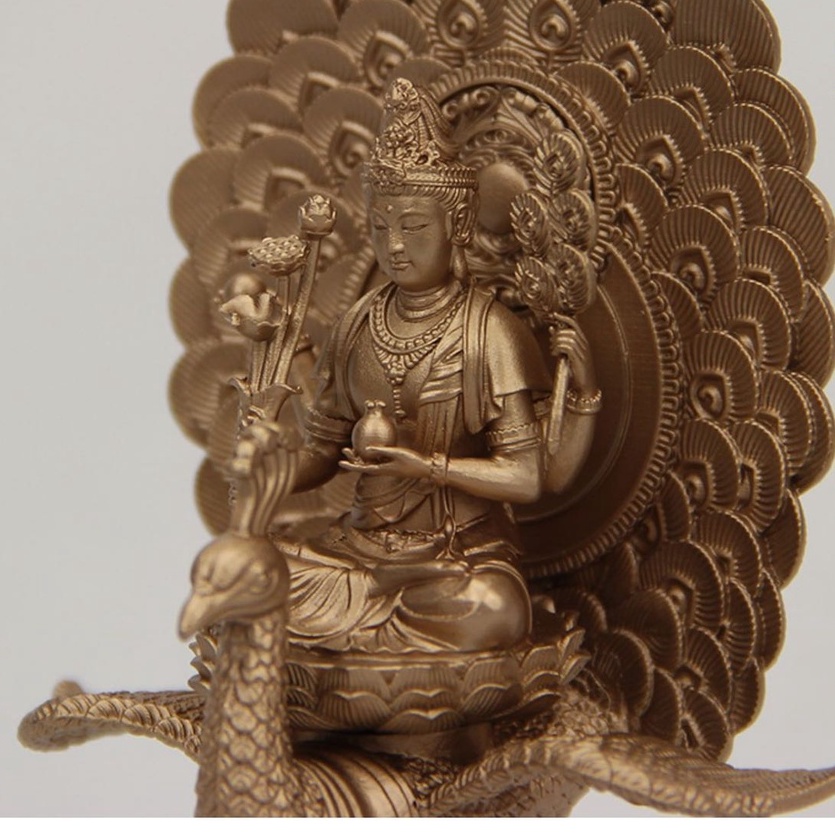 [PBMC]Tượng Khổng Tước Minh Vương đồng 12cm - Vàng (Pho)