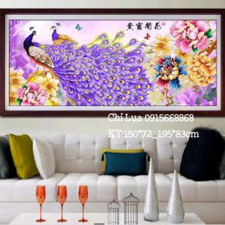 Tranh thêu chỉ lụa phu thê viên mãn kt 195*83cm