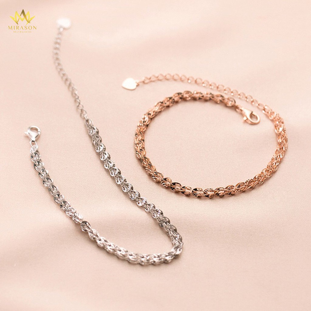 Lắc Tay Bạc Nữ MIRASON Dây Xù Basic 2 Màu Sang Trọng MLT047 - Vòng Tay Nữ Bạc 925 Dây Xù Cá Tính