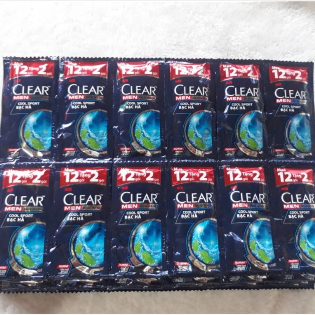 12 gói Dầu Gội Clear hoặc Clear Men Bạc Hà Mát Lạnh ( 6g/gói*12)