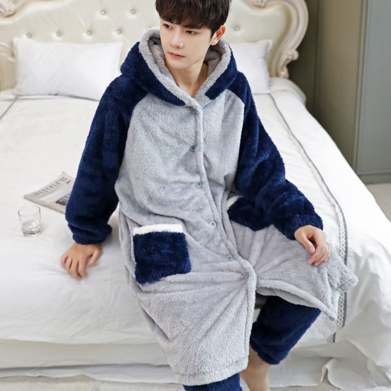 📌 Pro Pro Pro📌Bộ đồ ngủ vải Flannel phối nhung dày thời trang mùa đông cho nam