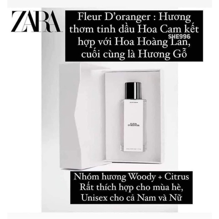 Nước hoa nữ  ZARA FLEUR D'ORANGER 90ml