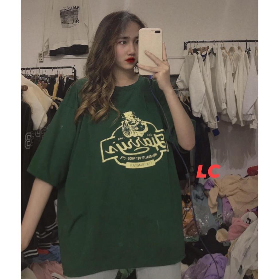 Áo phông rộng tay lỡ unisex Harry xanh rêu màu sắc cực độc lạ nam nữ form oversize basic Áo Thun 360