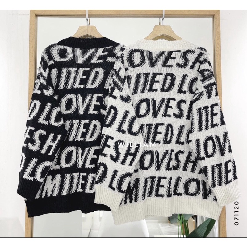 Áo khoác Cardigan len slogan