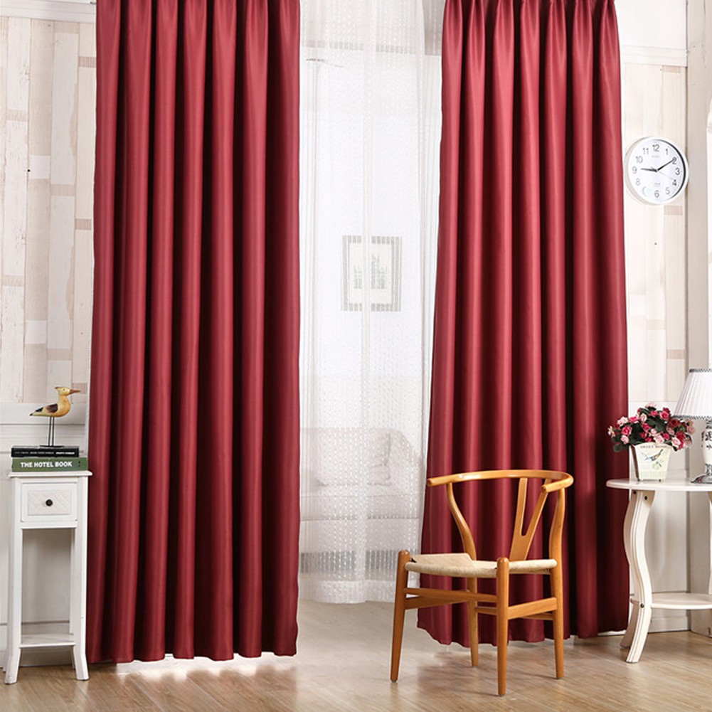 *Tre-home&amp;Living*Rèm cửa vải polyester màu trơn 100cm x 210cm kèm 4 móc sắt