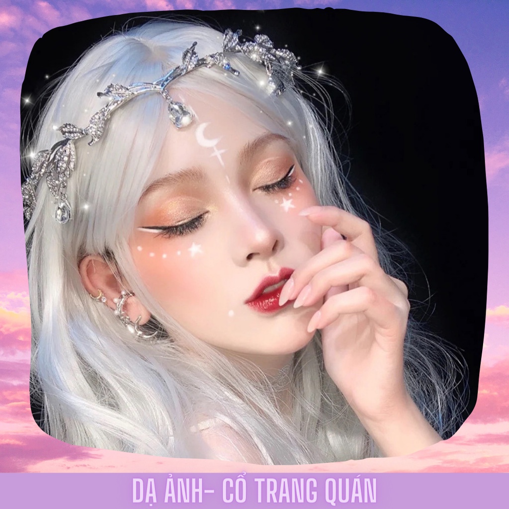 VƯƠNG MIỆN VÒNG ĐỘI ĐẦU ĐEO TRÁN TRANG TRÍ HÌNH LÁ CÂY ĐÍNH ĐÁ GIẢ KIM CƯƠNG PHONG CÁCH BOHEMIAN