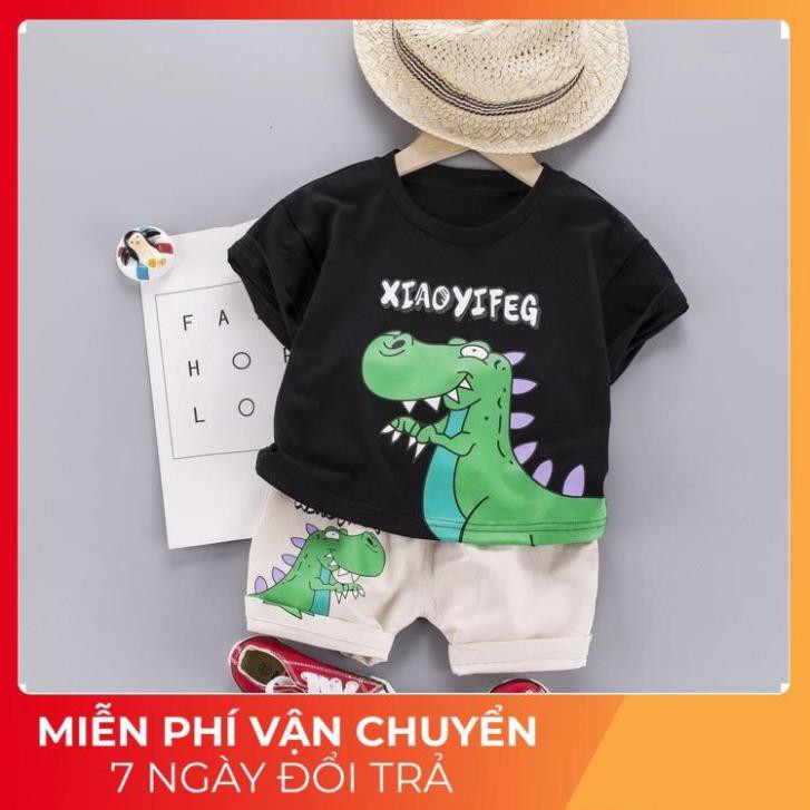 Bộ unisex bé trai và bé gái khủng long ngộ nghĩnh, mùa hè thoáng mát chất lượng tốt sale giá rẻ - HT010