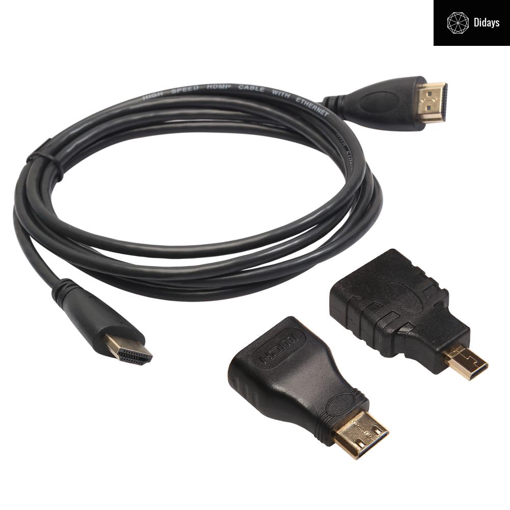 Dây Cáp Hdmi Tốc Độ Cao 0.5m / 1.5m + Đầu Chuyển Đổi Hdmi + Đầu Chuyển Đổi Mini Hdmi