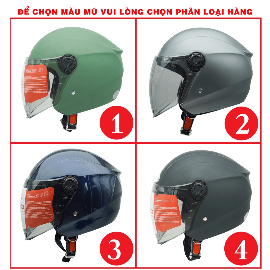 Mũ Bảo Hiểm 3/4 đầu GRO Helmet ST27 có kính dài che cả mặt, kiểu dáng thời trang, khóa kim loại chắc chắn - Nhiều màu