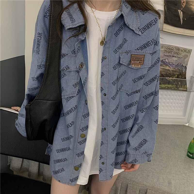 Áo Sơ Mi Denim Dài Tay Thời Trang Xuân Thu Hongkong Dành Cho Nữ