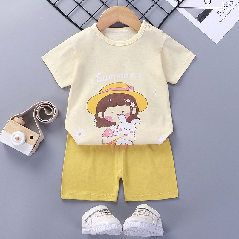 Bộ Đồ Ngủ 2 Món In Họa Tiết Hoạt Hình Động Vật Dễ Thương Thời Trang Mùa Hè Cho Bé