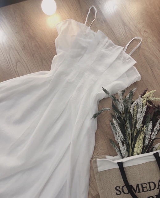 [kem hinh that] đầm 2 dây xếp ly siêu xinh | BigBuy360 - bigbuy360.vn