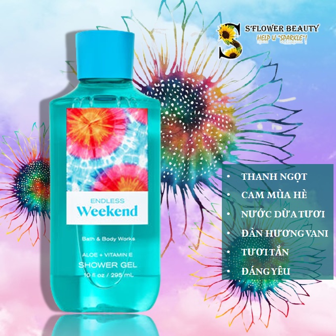 Bst 90's Rerun | Gel Tắm Lưu Hương Bath &amp; Body Works Shower Gel - Endless Weekend | Pink Tie Dye | Cotton Candy Clouds