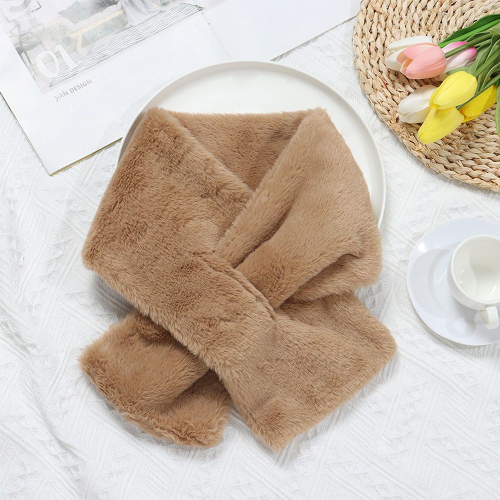 Khăn quàng cổ bằng lông thỏ nhân tạo dày dặn màu trơn giữ ấm mùa đông màu sắc thanh lịch thời trang cho nữ