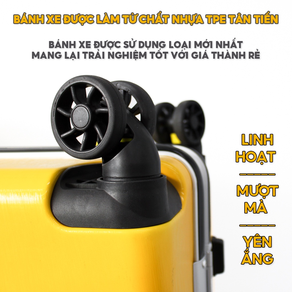 Vali khung nhôm cao cấp thời trang mẫu thương gia du lịch bánh xe xoay 360 độ khoá sập TSA mật khẩu 3 đơn vị số L075