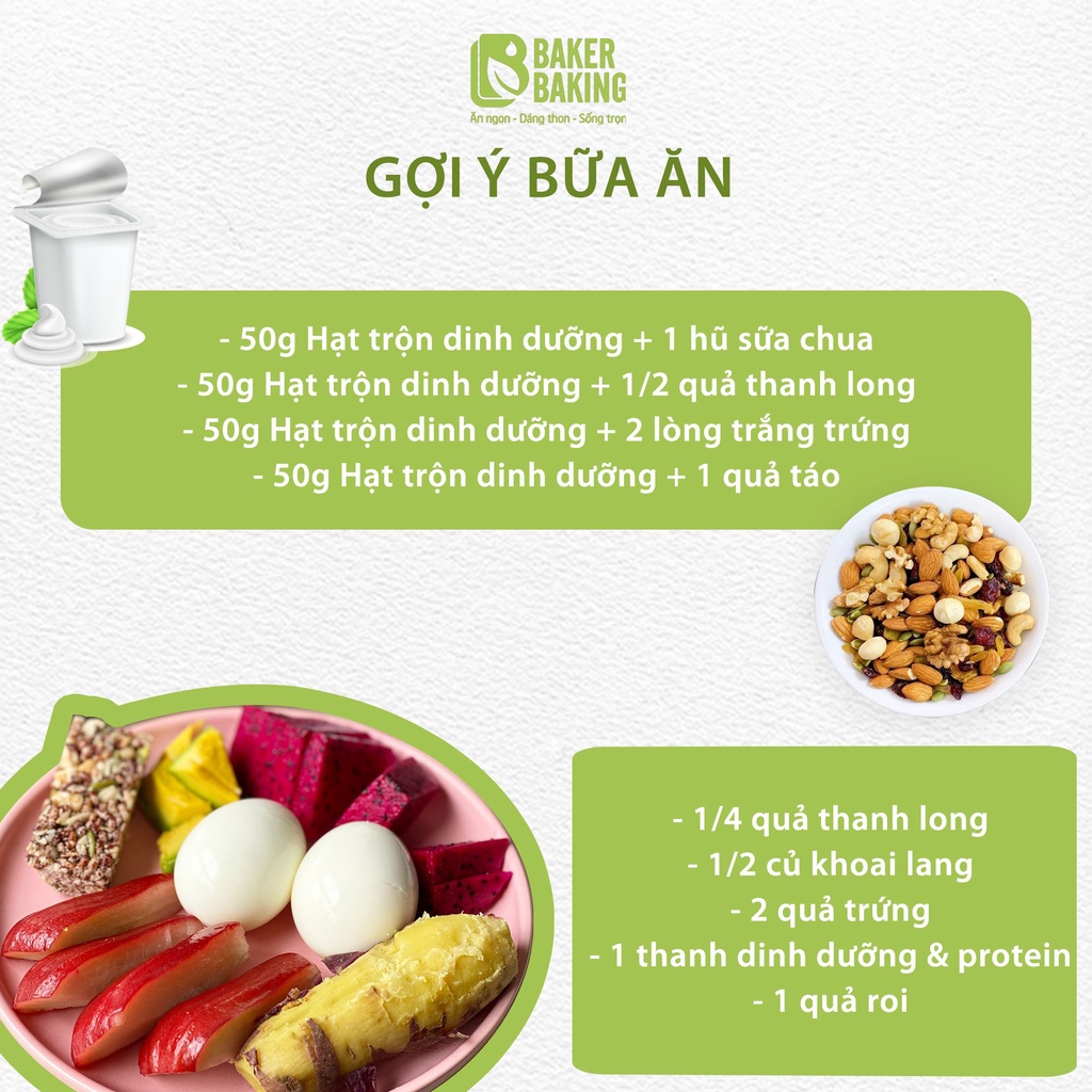 Hạt dinh dưỡng mix tổng hợp 5 loại hạt nhập khẩu, Mixed nuts Baker Baking cho người ăn kiêng, eatclean