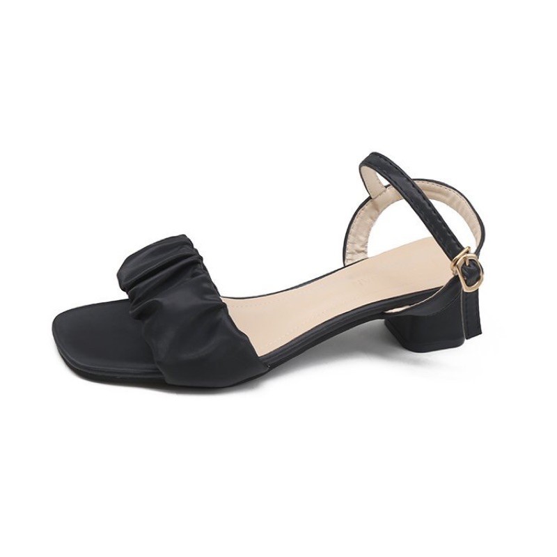 Dép Sandal cao gót phối xếp ly cho nữ