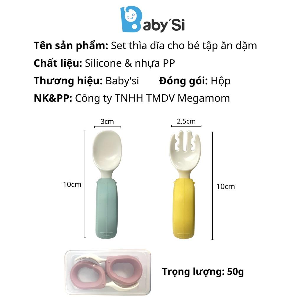 Set Thìa Nĩa Silicone Tập Xúc, Tập Ăn Baby'si Cho Bé Ăn Dặm  - Hàng Nhập Khẩu Chính Hãng